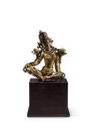 RARE STATUE DE INDRA EN BRONZE DORE