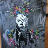 Design Painting “Portrait of Jean M Basquiat”, Canvas on the subframe, Acrylic paint, Conceptual, Fantasy, 2020 - photo 4