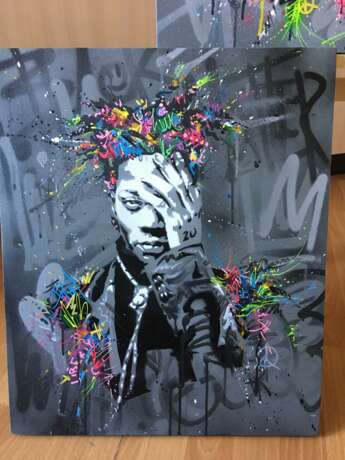 Design Painting “Portrait of Jean M Basquiat”, Canvas on the subframe, Acrylic paint, Conceptual, Fantasy, 2020 - photo 4