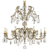 A LARGE ITALIAN ROCK-CRYSTAL AND CUT-GLASS-MOUNTED GILT-METAL EIGHT-LIGHT CHANDELIER - photo 1