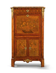 A LOUIS XVI ORMOLU-MOUNTED AND STAINED-FRUITWOOD FLORAL-MARQUETRY-INLAID TULIPWOOD AND KINGWOOD SECRETAIRE A ABATTANT