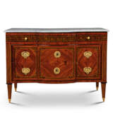 A NORTH ITALIAN STAINED FRUITWOOD AND ROSEWOOD PARQUETRY TULIPWOOD COMMODE - photo 1