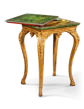 A NORTH ITALIAN GILTWOOD, SIMULATED MARBLE AND 'LACCA POVERA' OCCASIONAL TABLE - фото 6
