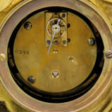 A LOUIS XV-STYLE ORMOLU-MOUNTED TURQUOISE-GROUND PORCELAIN MANTEL CLOCK - photo 4