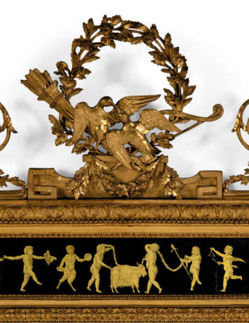 A NORTH ITALIAN GILTWOOD AND VERRE EGLOMISE TRIPLE-PLATE OVERMANTEL MIRROR - photo 2