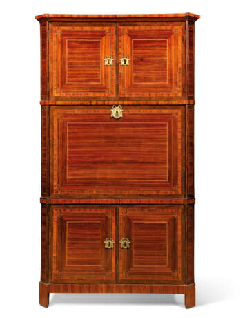 A LOUIS XVI TULIPWOOD CROSSBANDED, AMARANTH AND BOISE SATINE TALL SECRETAIRE A ABATTANT - Foto 1