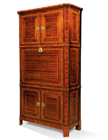 A LOUIS XVI TULIPWOOD CROSSBANDED, AMARANTH AND BOISE SATINE TALL SECRETAIRE A ABATTANT - photo 2