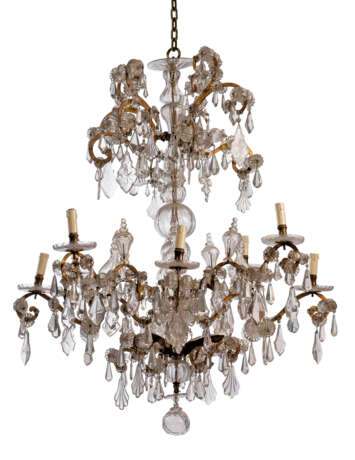 A LARGE ITALIAN CUT-GLASS AND GILT-IRON EIGHT-LIGHT CHANDELIER - Foto 1