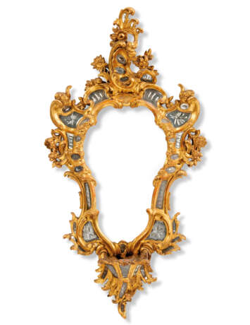 A NORTH ITALIAN REVERSE-CUT-MIRROR-MOUNTED GILTWOOD CARTOUCHE-SHAPED FRAME - photo 1