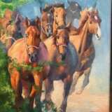 Modular picture “Running horses”, Canvas, Oil paint, Classicism, Landscape painting, 2020 - photo 1