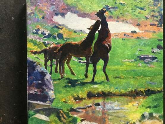 Horses Leinwand Ölfarbe Klassizismus Landschaftsmalerei 2020 - Foto 1