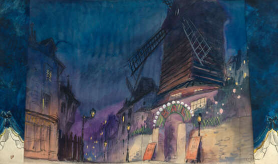 DOBUZHINSKY, MSTISLAV. Design for the Moulin Rouge Cabaret , three-part composition - фото 1