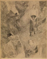 Village Scene with Five Female Figures