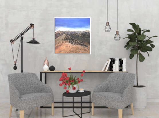 Design Gemälde, Gemälde „Spitze des Berges Olimpos Teleferik“, Leinwand, Acrylfarbe, Realismus, Landschaftsmalerei, 2020 - Foto 3