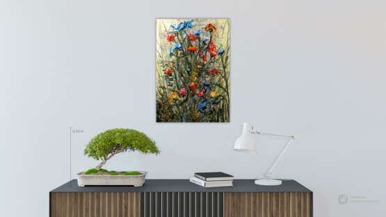 Design Painting “Floral symphony 1”, Cardboard, Oil paint, Neo-impressionism, Landscape painting, 2020 - photo 4