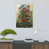 Design Gemälde „Blumensinfonie 1“, Karton, Ölfarbe, Neoimpressionismus, Landschaftsmalerei, 2020 - Foto 4