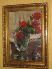 Painting Oil Roses Red Flowers