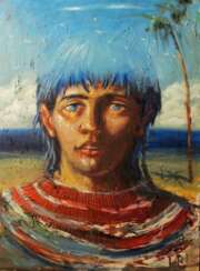 Portrait d'un jeune homme aux yeux couleur ciel.