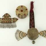 Stirn-Diadem und ungewöhnliche geschlossene Silber-Mütze, teilvergoldet, Steinbesatz - Foto 6