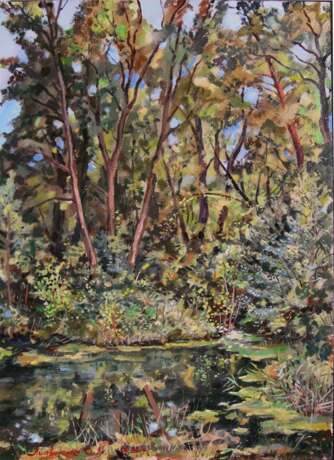 Peinture «Backwater calme.», Carton, Peinture à l'huile, Impressionnisme, Peinture de paysage, 2020 - photo 1