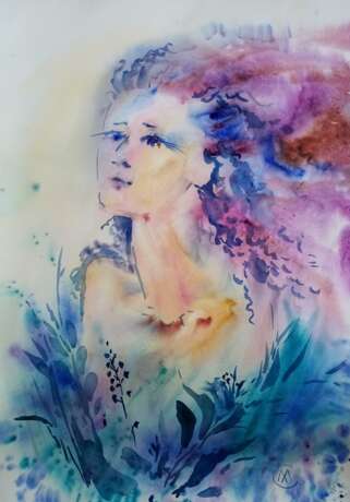 Design Painting “Nymph”, Paper, Watercolor, Impressionist, Fantasy, Russia, 2020 - photo 1