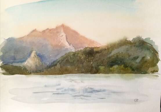 Painting “Mount Kokshetau”, Paper, Watercolor, Contemporary art, Landscape painting, Russia, 2018г - photo 1