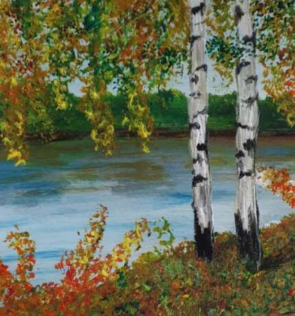 Painting “Birch trees. Fall”, Mixed medium, Acrylic paint, 2020 - photo 3