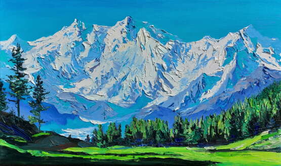 Mountain peak Leinwand auf dem Hilfsrahmen Ölfarbe Impressionismus Landschaftsmalerei 2020 - Foto 1