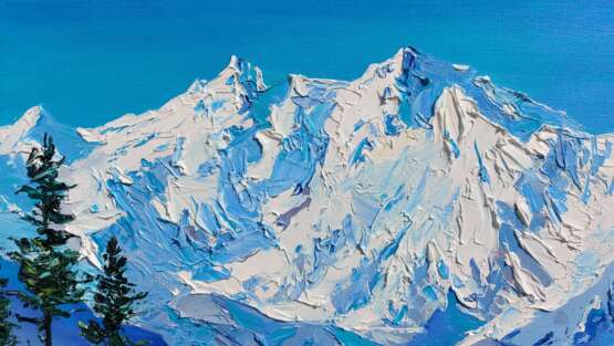 Mountain peak Canvas on the subframe Oil paint Contemporary art Landscape painting 2020 - photo 2