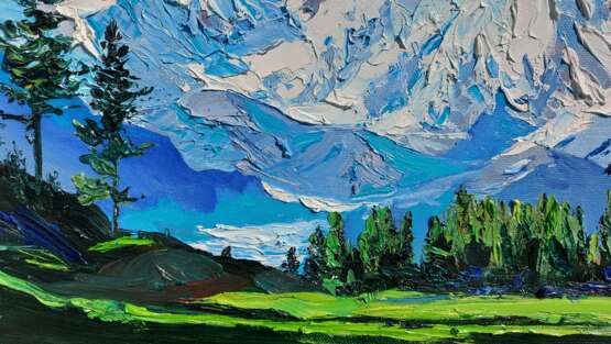 Mountain peak Canvas on the subframe Oil paint Contemporary art Landscape painting 2020 - photo 3