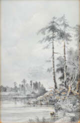IWAN IWANOWITSCH SCHISCHKIN 1832 Jelabuga - 1898 St. Petersburg Waldsee Bleistift und Gouache auf Papier. Sichtmaß: 24 cm x 17