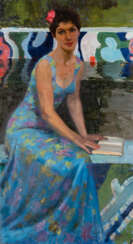 SERGEJ FEODOROWITSCH BABKOW 1920 Zlatoust - 1993 St. Petersburg Portrait von Swetlana Babkowa (Ehefrau des Künstlers) Öl auf Leinwand. 98 cm x 54 cm. Unten rechts in Kyrillisch signiert 'Babkow'