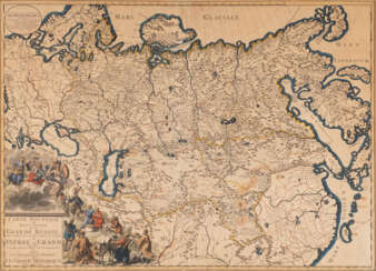 FREDERIK OTTENS 1717 Amsterdam - 1770 Delft (?) Karte des russischen Imperiums unter Peter dem Grossen Kupferstich auf Papier