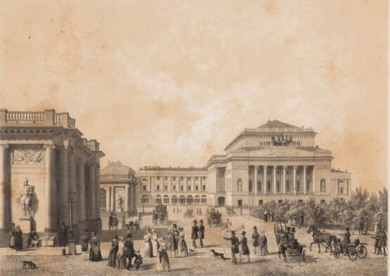 FRIEDRICH BESEMANN 1796 Göttingen - 1854 ebenda Ansicht des Alexandrinski-Theaters Lithografie auf Papier. Sichtmaß: 32 - фото 1