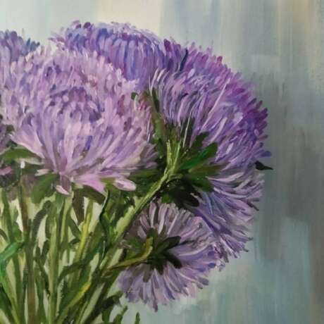 Painting “Asters”, Canvas on the subframe, Oil paint, Romanticism, 2020 - photo 3