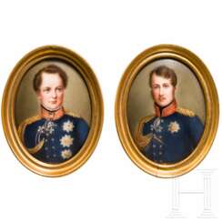 Ein paar Porzellan-Miniaturen mit Portraits Friedrich Wilhelms III. und IV., Berlin, um 1840/50