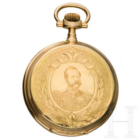Goldene Geschenk-Taschenuhr mit eingraviertem Portrait des Zaren Alexander II. - Foto 1