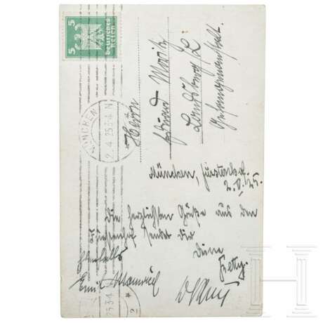 Betty Moritz - Postkarte vom 2.4.1925 an ihren Bruder mit Unterschrift von Emil Maurice - фото 2