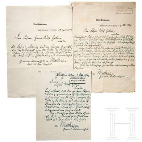 GFM August von Mackensen (1849 - 1945) - drei eigenhändige Briefe an Hitler, 1939 - Foto 1