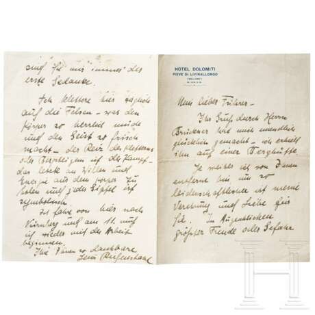 Leni Riefenstahl - eigenhändiger Brief an Hitler, wohl 1934 - Foto 1
