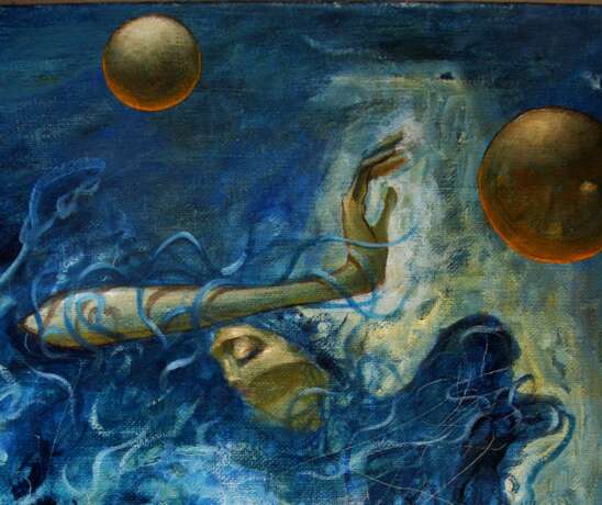 Painting “In finding for Gravitation”, Linen, Oil paint, Neo-impressionism, Fantasy, 2013 - photo 2