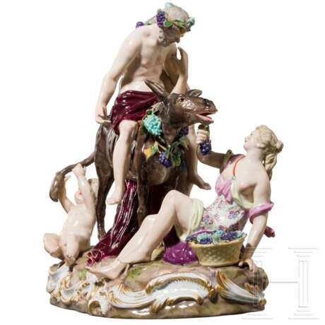 Außergewöhnliche Porzellangruppe, der trunkene Bacchus auf einem Esel reitend, Meißen, 19. Jahrhundert - photo 2