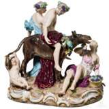 Außergewöhnliche Porzellangruppe, der trunkene Bacchus auf einem Esel reitend, Meißen, 19. Jahrhundert - Foto 3