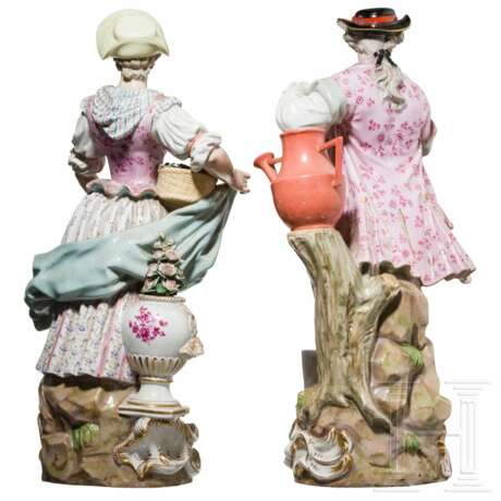 Zwei große galante Figuren als romantisches Gärtnerpaar, Meißen, wohl 19. Jahrhundert - Foto 3