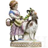 Feine Porzellan-Gruppe Mädchen mit Ziege, Meißen, 19. Jahrhundert - photo 2