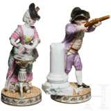 Zwei galante Porzellan-Figuren, Marcollini, die Kartenspielerin und der Schütze, Meißen, 19. Jahrhundert - Foto 2