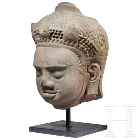 Überlebensgroßer Kopf eines Dvarapala, Mon-Dvaravati (Thailand), 8./9. Jahrhundert - photo 3