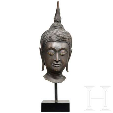 Feiner Bronze-Buddha-Kopf, Thailand, 18. Jahrhundert - Foto 1