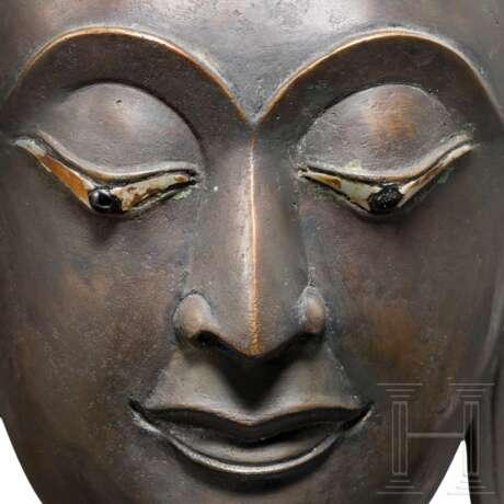 Feiner Bronze-Buddha-Kopf, Thailand, 18. Jahrhundert - Foto 5