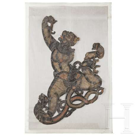 Große Nang Luang-Figurenplatte eines Dämons, Thailand, frühes 20. Jahrhundert - Foto 1